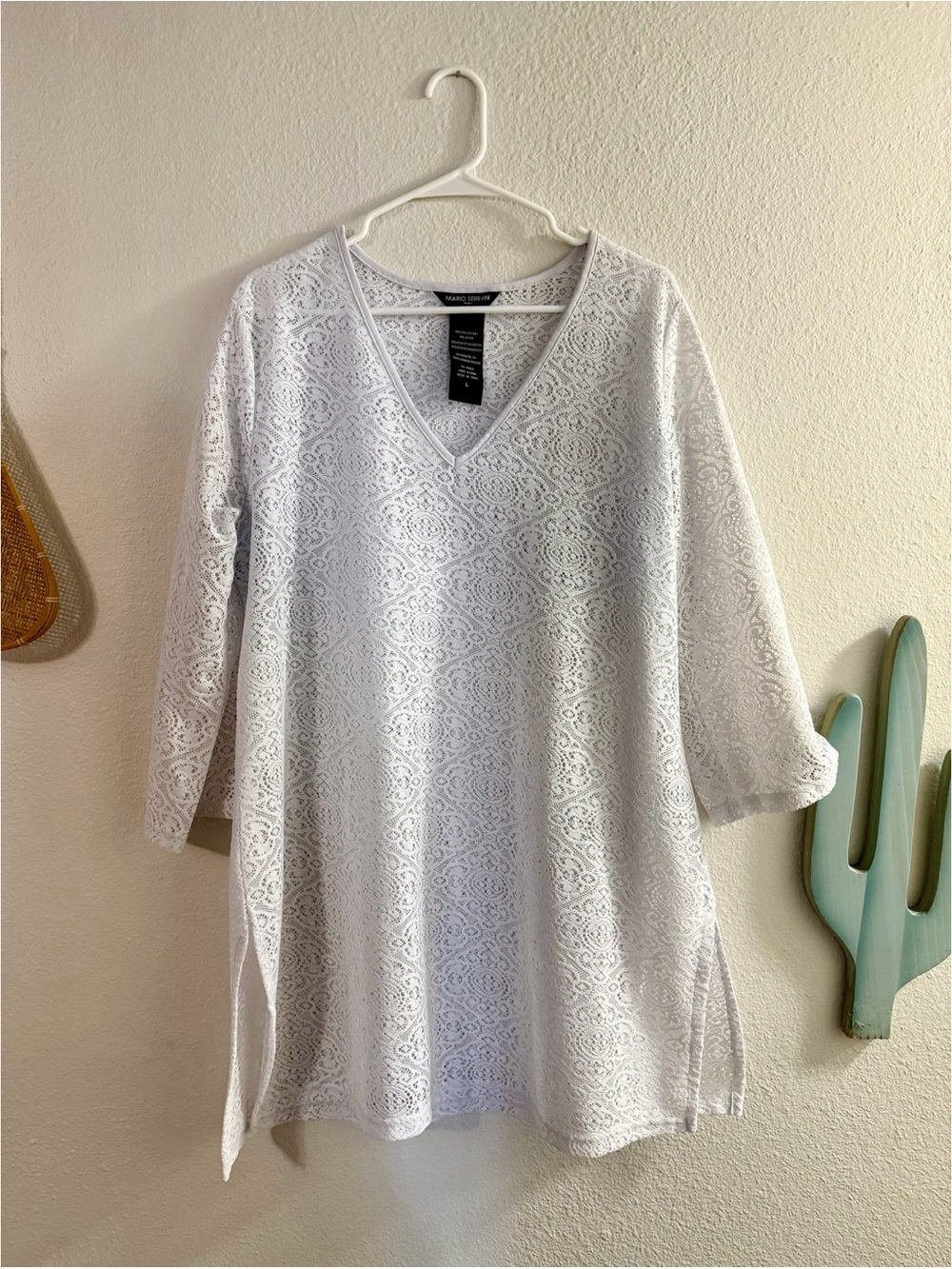white swimsuit coverup